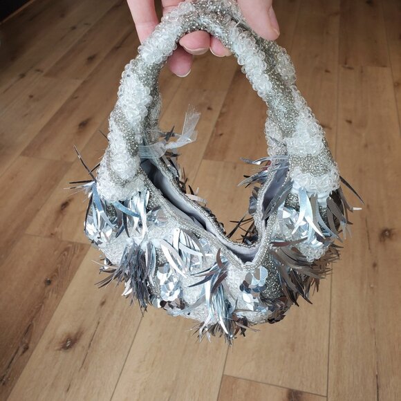 Handcrafted in India Beaded Bag TJMaxx Viral TikTok RARE White Silver Gray - Picture 4 of 16